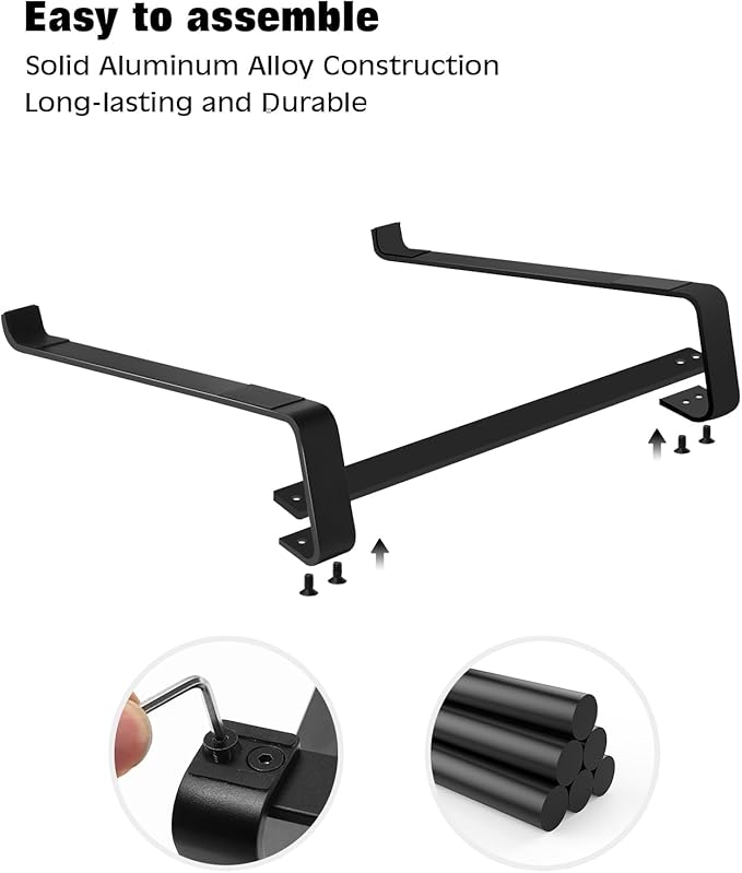 Thibault Aluminum Laptop Stand for Desk - Cooling Ergonomic Design - Fits MacBook Air Pro/DELL/HP/Lenovo/ThinkPad/Alienware - 13/14/15.6/16 -Easy Assembly- Ventilated Laptop Stand for Optimal Airflow