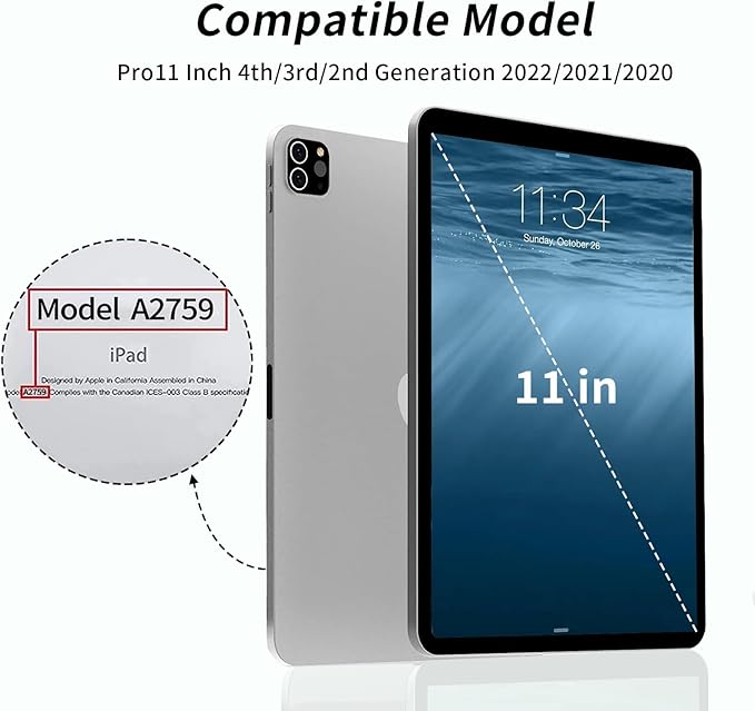 Kenke New iPad Pro 11 Inch Case 4th/3rd/2nd/1st Generation 2022/2021/2020/2018 Support 2nd Pencil Charge with Built-in Left Side Pencil Holder, Hard Frosted Back Cover & Colored Edge (Light Green)
