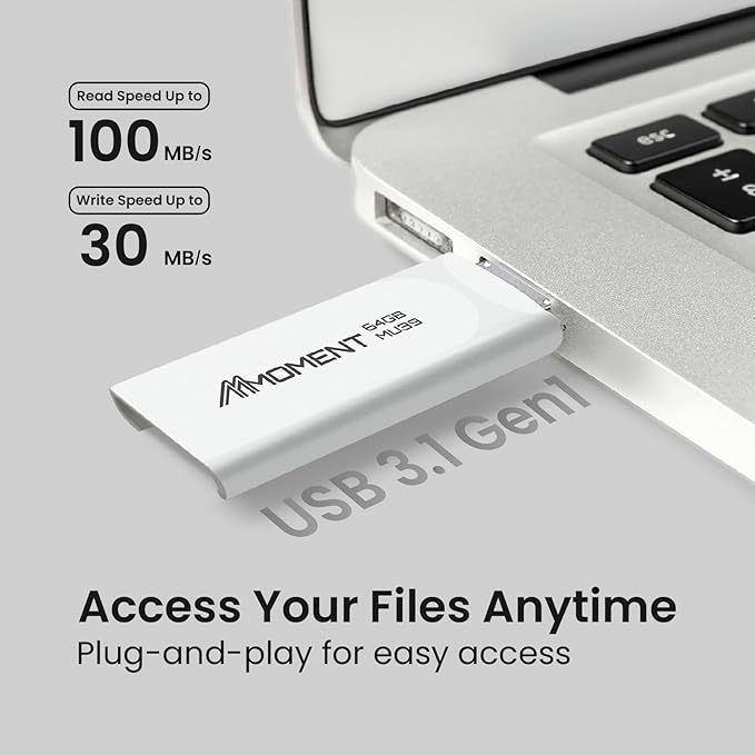 MMOMENT 64GB (10 Pack) MU39 USB Flash Drive– USB 3.2 Retractable Thumb Drive with Sliding Connector, Up to 100MB/s Read, 30MB/s Write – Plug & Play Memory Stick for PC, Mac, TV, Car