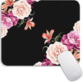 Square Mouse Pad Pretty Peony Flower, Personalized Premium-Textured Custom Mouse Mat Design, Washable Mousepad Cloth, Non-Slip Rubber Base Computer Mouse Pads for Wireless Mouse