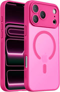 Symcele Designed for iPhone 17 Pro Case, Compatible with MagSafe, [Camera Protection] [15FT Military Drop Protection] Shockproof Translucent Matte Anti-Slip Phone Case, 6.3", Hot Pink