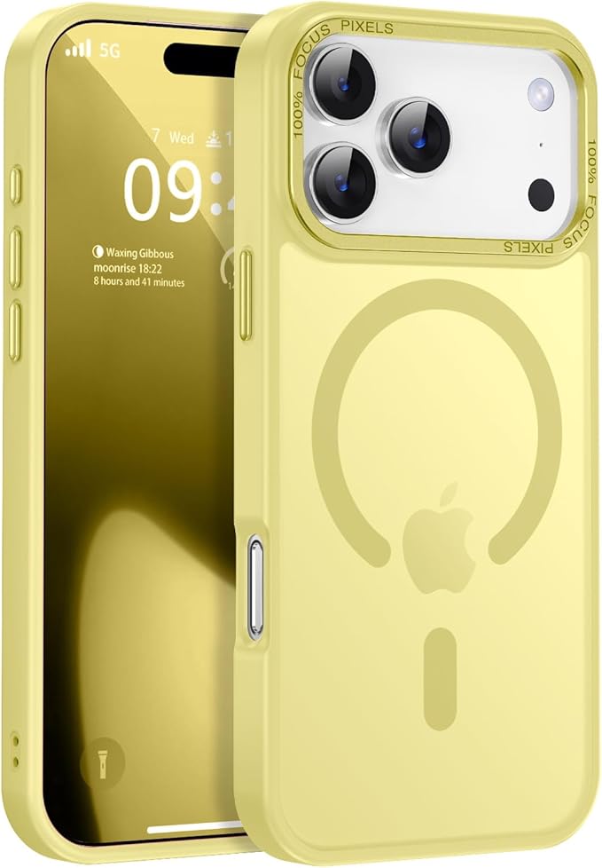 Newfuture Magnetic for iPhone 17 Pro Case [Compatible with Magsafe] [Military Grade Drop Protection] Translucent Matte Anti-Scratch Shockproof Protective Phone Case for iPhone 17 Pro 6.3 Inch, Yellow