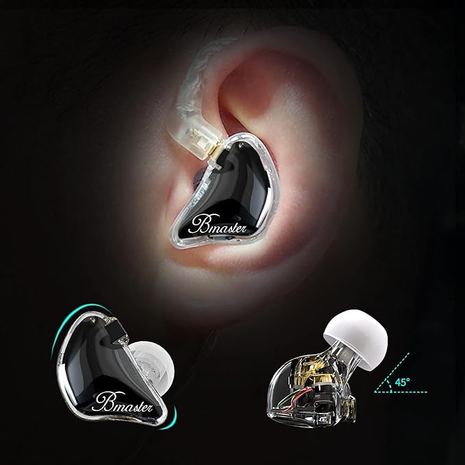 BASN Bmaster Triple Drivers in Ear Monitor Headphone with Two Detachable Cables Fit in Ear Suitable for Audio Engineer, Musician (Black)