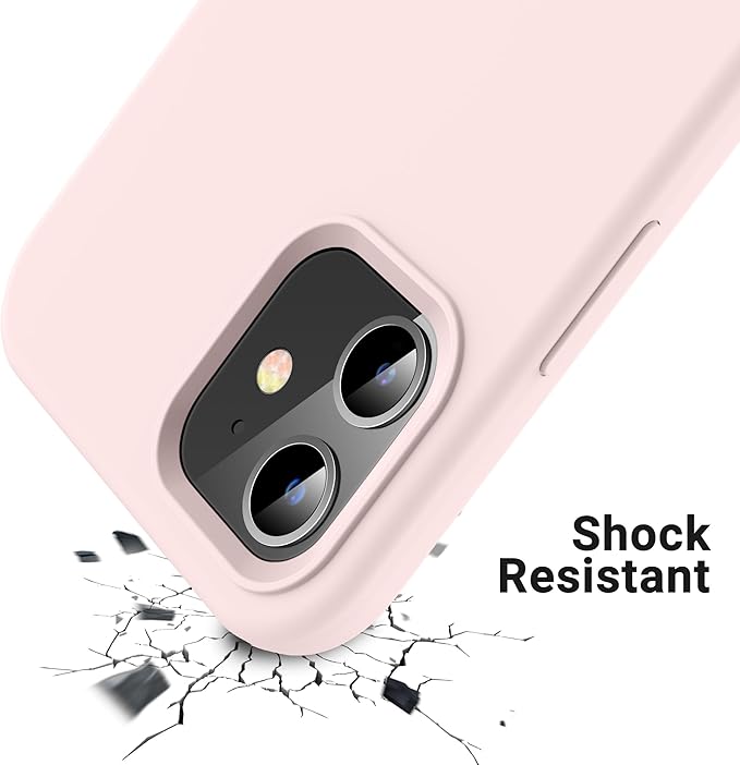 OTOFLY Compatible iPhone 12 & 12 Pro Case, 6.1 inch (2020), Silky Soft Touch Series Premium Soft Liquid Silicone Rubber Full-Body Protective Bumper (Chalk Pink)