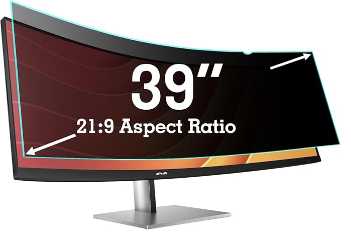 39 Inch Privacy Screen Filter for 21:9 Curved Ultrawide Monitor | Privacy Shield | Anti Glare | Anti-Blue Light | Eye Protection | Anti Spy | Computer Security Private Filter Protector