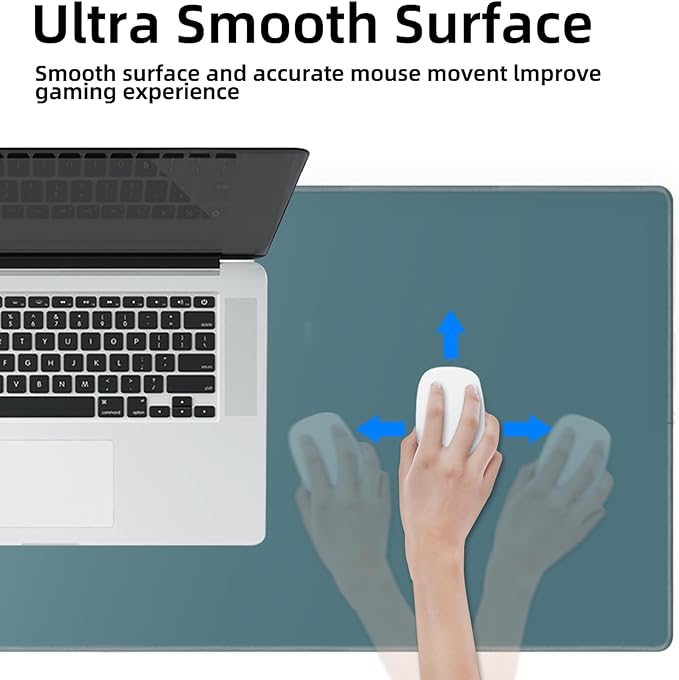 Galdas Gaming Mouse Pad XXL XL Large Long Extended Big Mousepad Non-Slip Rubber Keyboard Mouse Pad with Stitched Edges for Laptop Home Office (31.5x11.8x0.08 Inch) -Blue Grey