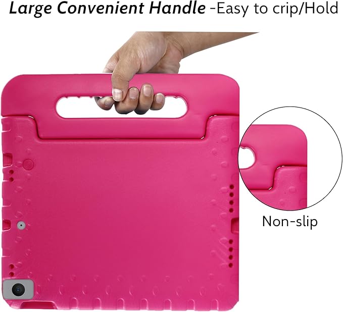 Dteck Kids Case for iPad 10.2 2021/2020/2019 - iPad 9th/8th/7th Generation Case for Kids, Shockproof Rugged Lightweight EVA Handle Stand Child Proof Kids Case for iPad 9/8/7 Generation 10.2 Inch,Rose
