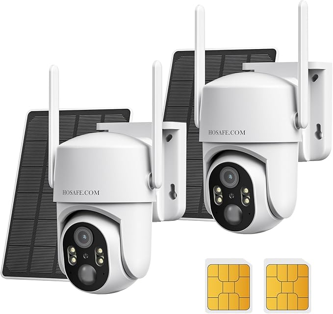 No WIFI Security Camera No Internet Needed, 4G LTE Cellular Security Camera Outdoor Wireless, Solar Camera for Home Security, PIR Motion Detction, 2K Color Night Vision, IP66 Waterproof, 2 Pack