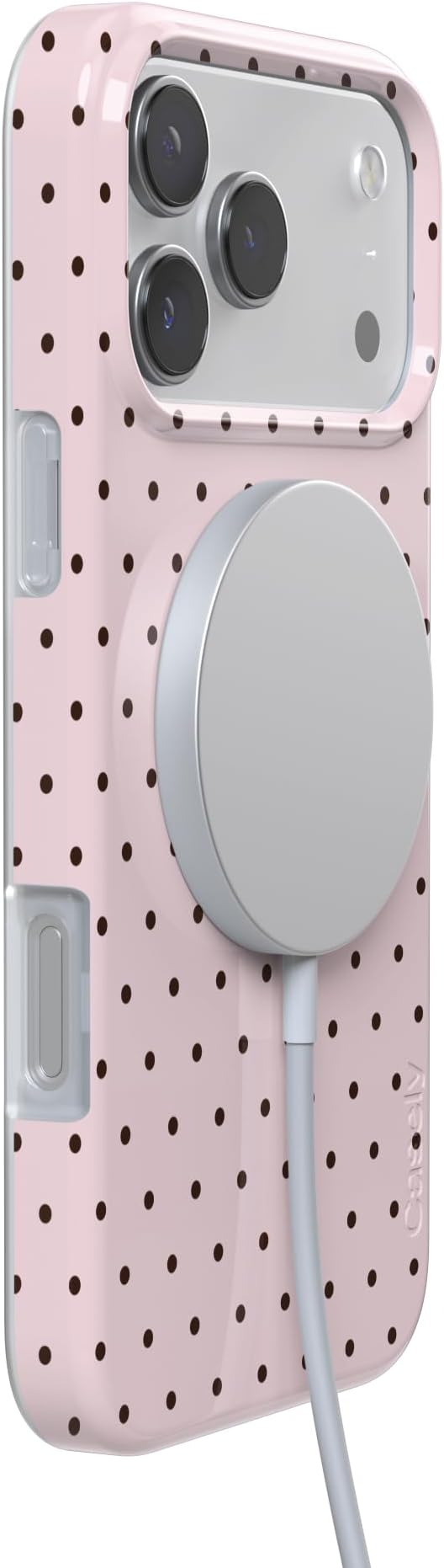 Casely iPhone 17 Pro Case | On the Dot | Pink & Brown Polka Dot | Compatible with MagSafe | Classic Ultra Slim Design