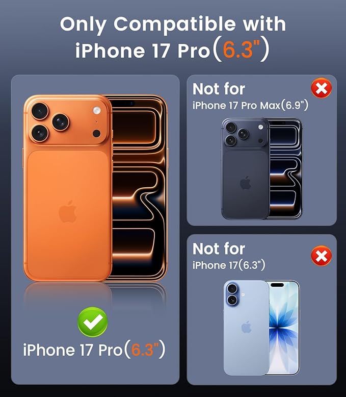 TOBOVON Magnetic for iPhone 17 Pro Case with Ring Stand, Fits MagSafe, with Built-in Camera Cover, Slim Electroplated Shockproof Phone Case, Orange