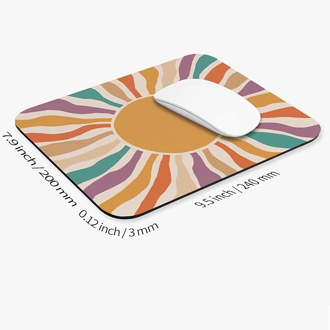 Square Mouse Pad Retro Sun,Personalized Premium-Textured Custom Mouse Mat Design,Washable Mousepad Cloth,Non-Slip Rubber Base Computer Mouse Pads for Wireless Mouse