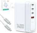 SparkleCore 140W USB C Charger,4-Port 100W Fast Charging Block PD3.1 GaN Cruise Essentials 2026 Travel for Apple MacBook,Laptop,iPhone 17/16 Series,iPad Pro,Samsung,Anker Laptop Power Bank,6.6ft Cable
