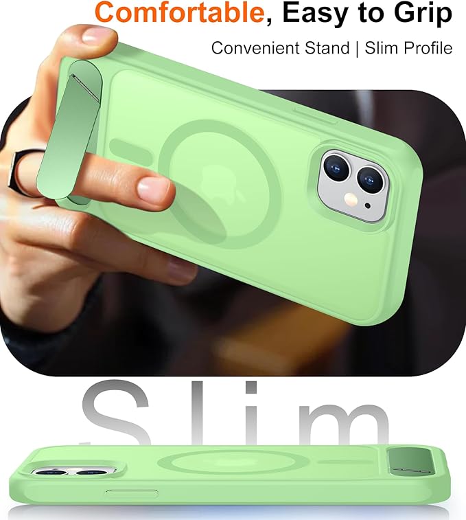Magnetic Compatible with iPhone 11 Phone Case, [Built-in Invisible Kickstand][Compatible with MagSafe] [Military Grade Shockproof] Slim Translucent Matte Phone Case for iPhone 11 6.1"