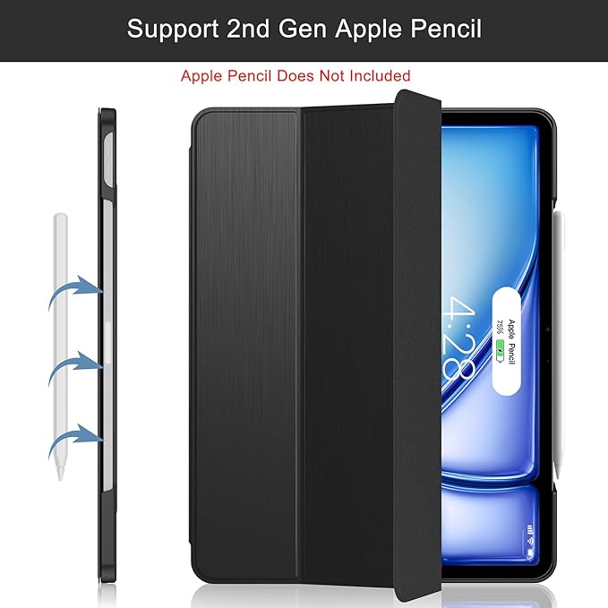 Soke Case for iPad Air 13 Inch (M3/M2) 2025/2024,iPad Pro 12.9 2022 2021(6th 5th Generation) - [Slim Trifold Stand + Auto Wake/Sleep],Protective Hard PC Back Cover (Black)