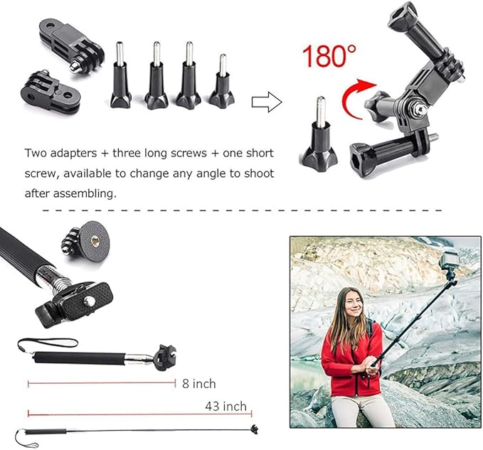 Reflex Camera 19-in-1 Action Camera Accessories Kit Compatible with GoPro Hero 13, 9-12, DJI Osmo Action 2, 3, 4, Pro 5, Insta360 Ace Pro/Ace Pro 2 and Other Sports Cameras & Durable Case