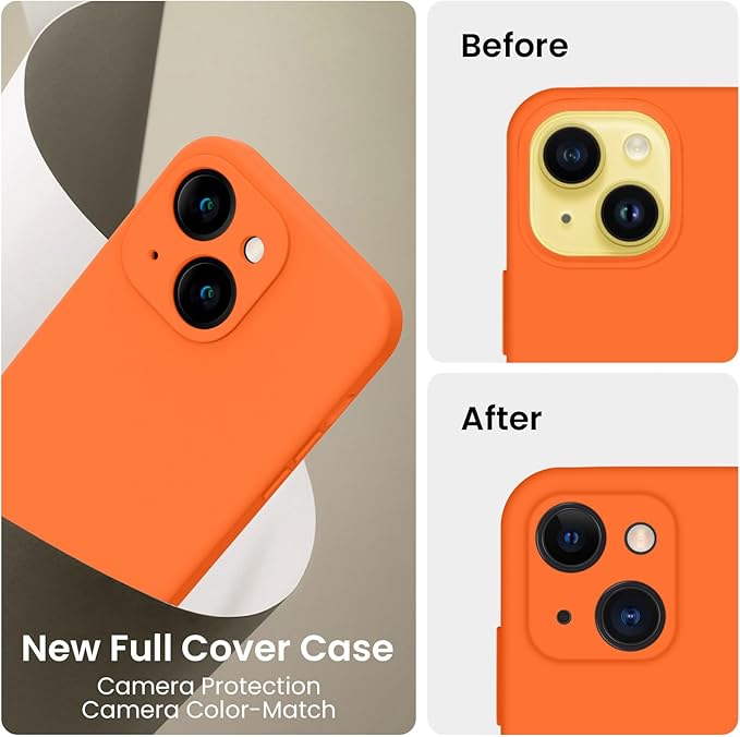 FireNova Designed for iPhone 14 Case, Silicone Upgraded [Camera Protection] Phone Case, Soft Anti-Scratch Microfiber Lining Inside, 6.1 inch, Neon Orange