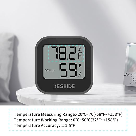 Digital Hygrometer Thermometer for Room Temperature Humidity Meter Indoor Thermometer Accuracy Calibration LCD Temperature Sensor, Bedroom, Baby Room, Office, Greenhouse, Cellar