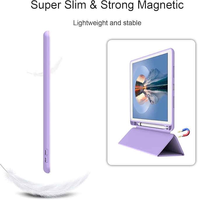 Case for iPad Air 3 / Pro 10.5 Inch, Lightweight Slim Soft TPU Trifold Stand Smart Cover, Auto Sleep/Wake Case with Pencil Holder for iPad Air 3rd Generation/Pro 10.5 - Light Purple