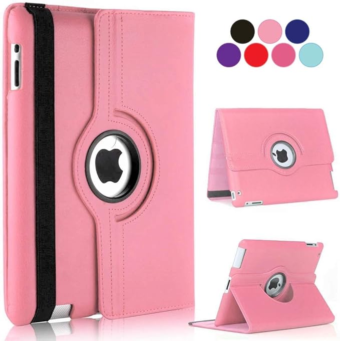 Vultic Rotating Case for iPad Pro 9.7 inch (2016), 360 Degree Stand [Auto Sleep/Wake] Folio PU Leather Smart Cover (Light Pink)