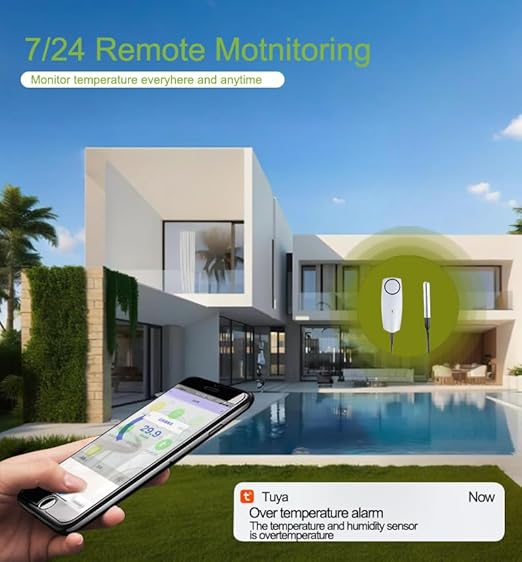Zigbee Refrigerator Thermometer:App Notification, Data Record Export, Fridge Thermometer with Probe for Refrigerator, Freezer, Hot Tub.Hub Required