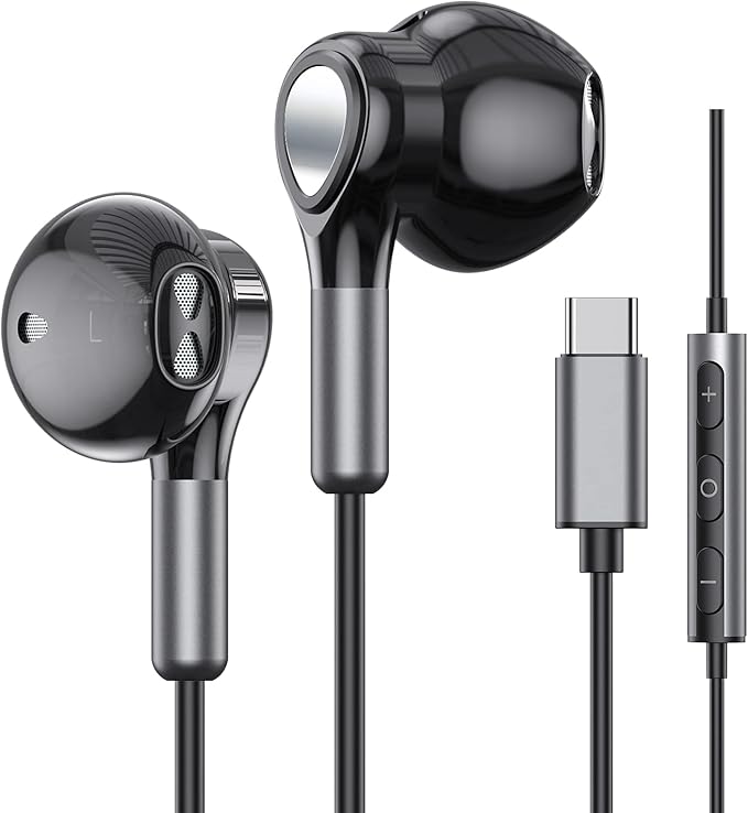 USB C Headphones for Samsung Galaxy S26 S25 S24 S23 S22 S21 S20 A56 A17 A16 Wired USB C Earbuds with Mic Volume Control Earphones USB Type C Headphones for iPhone 17 16 15 Pro Max Plus iPad 10 Pixel