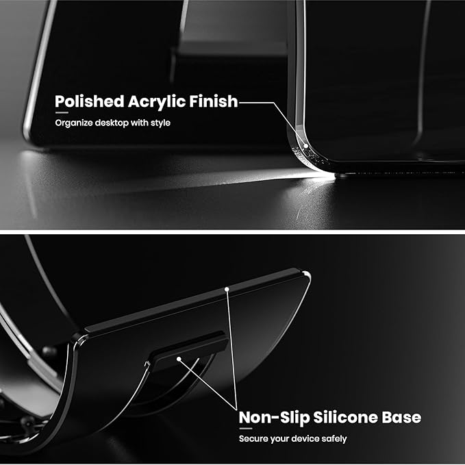 Yikola Vertical Laptop Stand for Desk, Vertical Laptop Hoder Space-Saving Organizer for All MacBook, Laptop Stand Acrylic Invisible Desktop Notebook Dock-Black…
