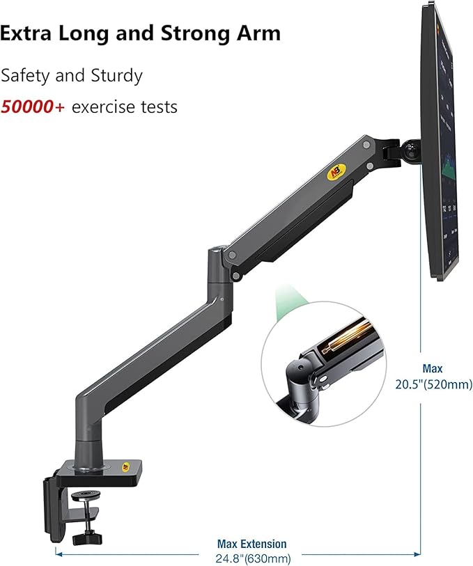 NB North Bayou Dual Monitor Arm Ultra Wide Full Motion Swivel Monitor Mount for 22''-32'' Monitors Load Capacity from 4.4 to 26.4lbs for Each Arm Height Adjustable Monitor Stand G35