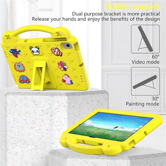 AKABEILA Compatible with Huawei MediaPad M3 Lite S 8.0/Samsung Tab A 8.0 2019 T290/T295/Tab A7 Lite 8.7 T220/T225 2021 Tablet Case, Kids Case with Shoulder Strap & Stand Handle Yellow