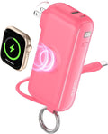 RORRY Flow Portable Charger, 10000mAh 40W Fast Charging Power Bank with Built-in USB C Cable and Foldable Wall Plug, Battery Pack Travel Essentials for iPhone 17/16/15, Apple Watch, iPad, MacBook