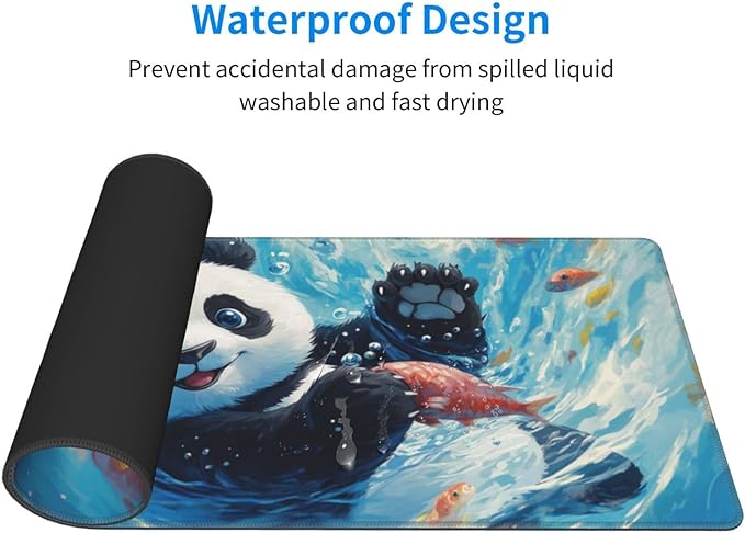 Cute Panda Mouse Pad XL Large Mousepad Non Slip Rubber Base Desk Mat for Laptop Computer Gaming 31.5" X 12"