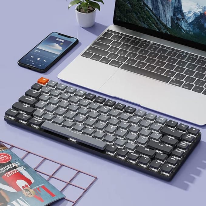 Keychron K3 Version 2, 75% Layout 84 Keys Ultra-Slim Wireless Bluetooth/USB Wired Mechanical Keyboard with White Backlit, Hot-Swappable Low-Profile Keychron Optical Red Switch for Mac Windows