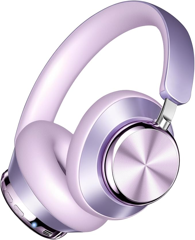 Wentronic Y03 Bluetooth Headphones Wireless Active Noise Cancelling Over Ear Headphones 48 Hours Playtime High Sound Quality 6 EQ Music Mode Headphones with Soft Ear Cushion - Purple