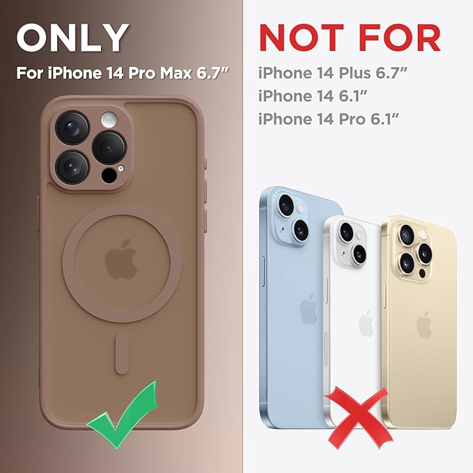 CAPRARO Magnetic for iPhone 14 Pro Max Case, [Compatible with MagSafe] [Full Camera Protection] Shockproof Protective Slim Translucent Matte Phone Case for iPhone 14 Pro Max 6.7'', Brown