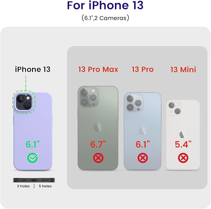 OTOFLY Designed for iPhone 13 Case, Silicone Shockproof Slim Thin Phone Case for iPhone 13 6.1 inch Light Purple