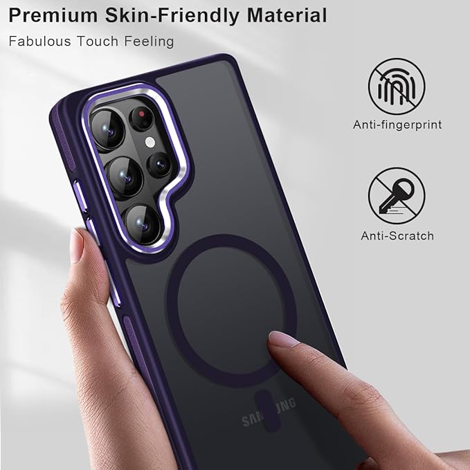 MALEWOLF Case for Samsung Galaxy S26 Ultra, Translucent Matte Cover Compatible with Magsafe, Military Grade Drop Resistant, Color Hybrid Non-Slip Phone Case for Galaxy S26 Ultra (Dark Purple)