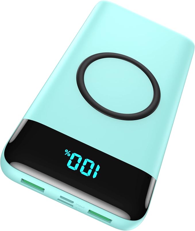 Wireless Portable Charger 30,800mAh,15W Wireless Charging USB C Power Bank,25W PD QC 4.0 Fast Charging 4 Outputs Travel Essentials Battery Pack Compatible with iPhone 17/16/15/14,Galaxy,Android-Green