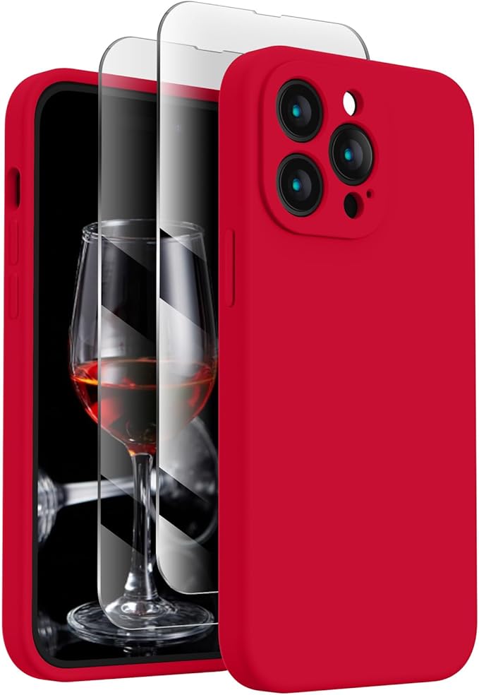 FireNova Designed for iPhone 14 Pro Case, Silicone Upgraded [Camera Protection] Phone Case, Soft Anti-Scratch Microfiber Lining Inside, 6.1 inch, Deep Red