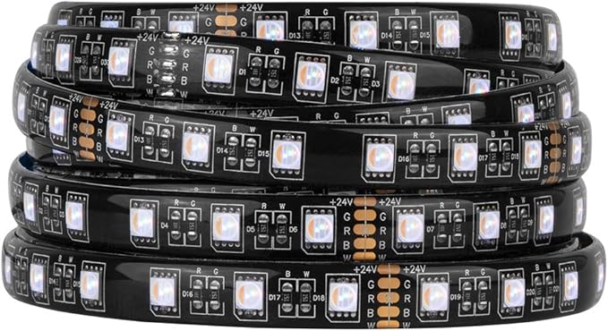 BTF-LIGHTING RGBW LED Strip Lights,UL Listed,5050 4 Colors in 1 RGB + 2700K-3000K Warm White,24V DC,16.4ft/5m 60LEDs/m 12mm Black PCB, IP65 Waterproof for Home Decoration(No Adapter or Controller)