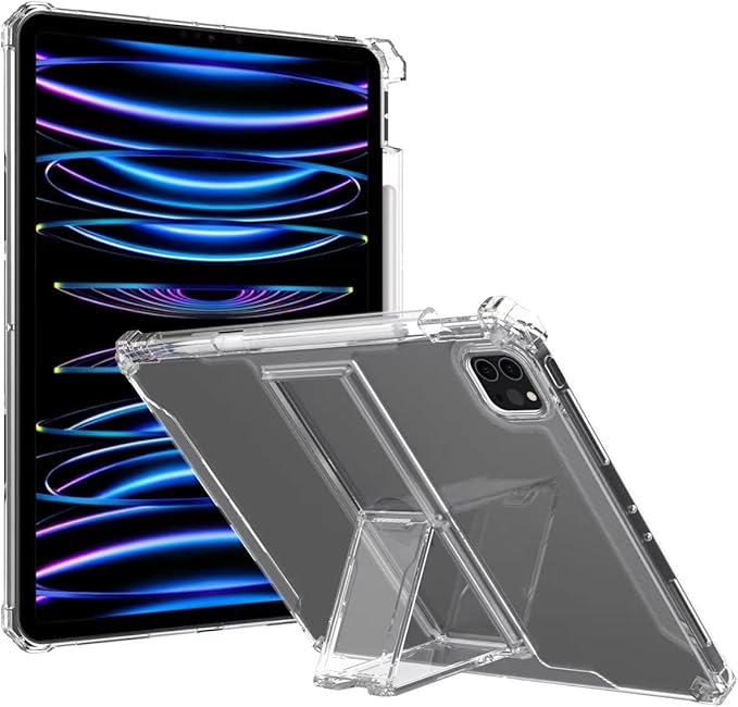 Dteck for Apple iPad Air (3rd Gen), Pro 10.5 Inch 2017 Release Slim Clear Case with Kickstand/Pencil Holder, Shockproof Reinforced Corners, Lightweight Protective Thin Tablet Back Cover, Transparent