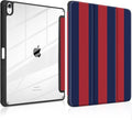 Case for iPad Air 13 inch M4 2026 M3 2025 M2 2024 Release with Pencil Holder Clear Back Shell Lightweight Shockproof TPU Edge Trifold Stand Auto Wake Sleep Cute Cover, Red Blue Stripes