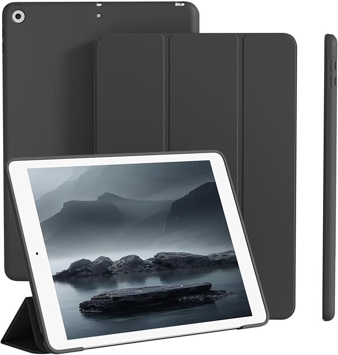 Smart Case for iPad 10.2 Inch 2021/2020/2019, for iPad 9th/8th/7th Generation Without Pencil Holder, Shockproof Cover with Soft TPU Back, Thin& Lightweight, Auto Sleep/Wake, Black