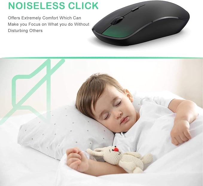 JOYACCESS Wireless Mouse for Laptop, J 2.4G Slim Portable Wireless Silent Mouse, 5 Adjustable DPI, Computer Mouse Wireless with USB Receiver for Desktop,PC,Notebook,MacBook,Chromebook (Black)