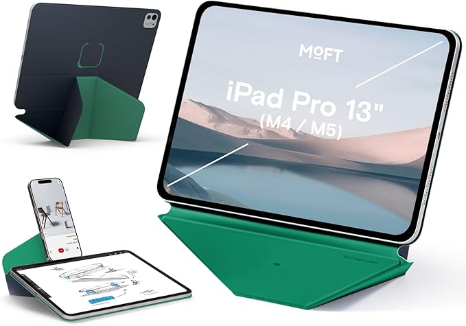 MOFT Dynamic Folio Tablet Stand for Desk Compatible with iPad Pro 13-inch (M5 2025/M4 2024), Slim Magnetic Tablet Holder Case with 20+ Viewing Angles, Navy Blue x Oz Green