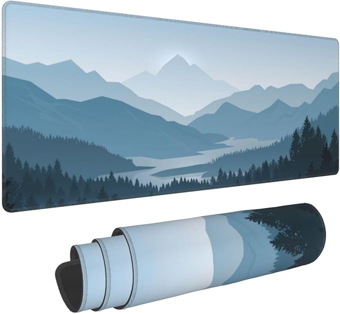 Mountain Gaming Mouse Pad Large Long Extended Pads Big Mousepad Extended Large Non-Slip Rubber Base Waterproof Big Keyboard Mat with Stitched Edges for Office Home and Game,31.5x11.8 Inch