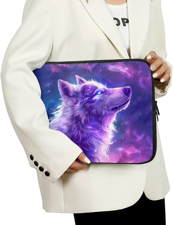 Galaxy Wolf Laptop Protective Sleeve for Women Men Computer Sleeve 17 inch Laptop Case Bag Portable Computer Carrying Case Suitable GITS for Teens Boys Tablet Bags Purple
