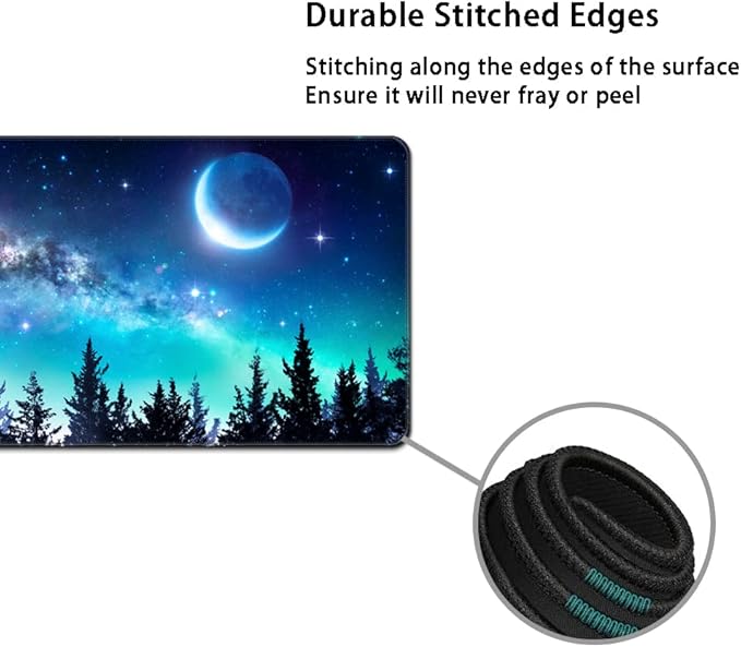 MIBITRI Keyboard Mouse Pad Set, Extended Gaming Mouse Pad+Ergonomics Keyboard Wrist Rest Support, Memory Foam, Easy Typing Pain Relief, 3Pcs XXL Ultra Thick Desk Mat, Moon Forest