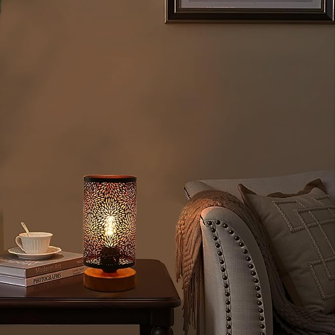 Small Industrial Table Lamps Dimmable, Bedside Lamps for Nightstand,End Table Side Desk lamp with Rustic Black Metal Cage Lampshade for Bedroom, Kids Room Living Room 2700K LED Bulb Included