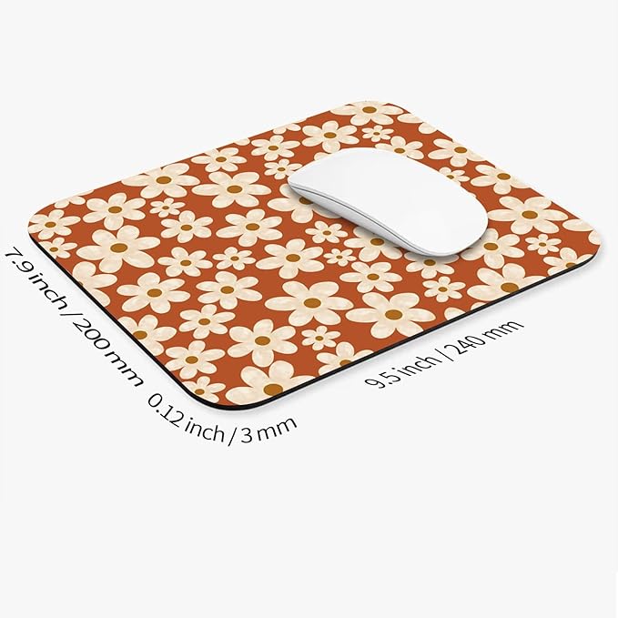 Square Mouse Pad Cute Flowers, Personalized Premium-Textured Custom Mouse Mat Design, Washable Mousepad Cloth, Non-Slip Rubber Base Computer Mouse Pads for Wireless Mouse