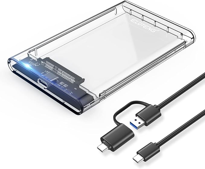 ELUTENG 2.5 SSD Enclosure 5Gbps Hard Drive Case Tool Free SATA to USB 3.1 Solid State Drive Enclosure USB C SSD HDD Enclosure Max 4TB Support UASP for 2.5 Inch SSD & HDD for WD Seagate Samsung
