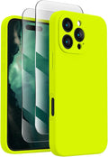 FireNova Designed for iPhone 16 Pro Max Case, Silicone Upgraded [Camera Protection] Phone Case, Soft Anti-Scratch Microfiber Lining Inside, 2024, Fluorescent Green